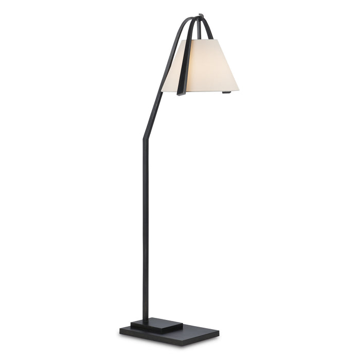 Currey and Company 8000-0122 One Light Floor Lamp, Satin Black/Brushed Brown