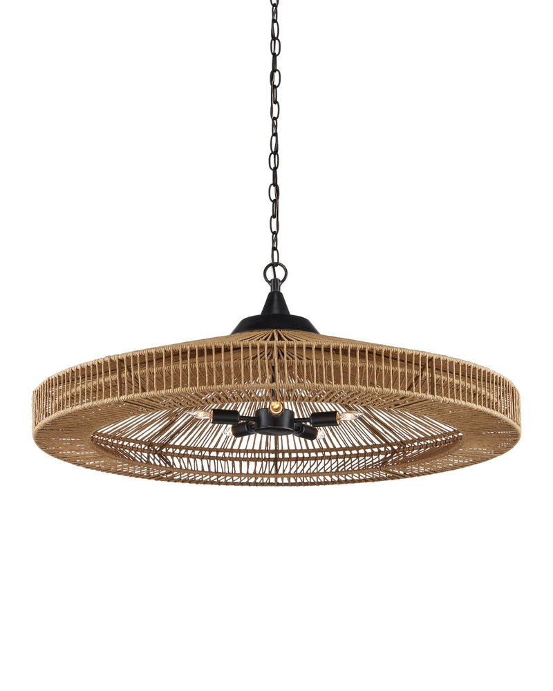 Currey and Company 9000-0921 Five Light Chandelier, Natural/Satin Black