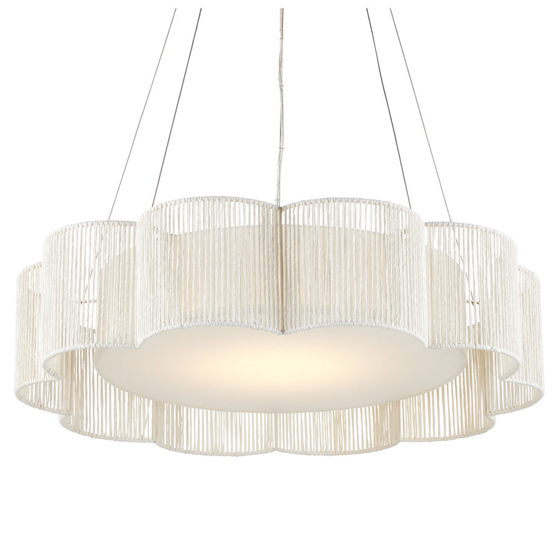Currey and Company 9000-0923 LED Chandelier, White/Contemporary Silver Leaf