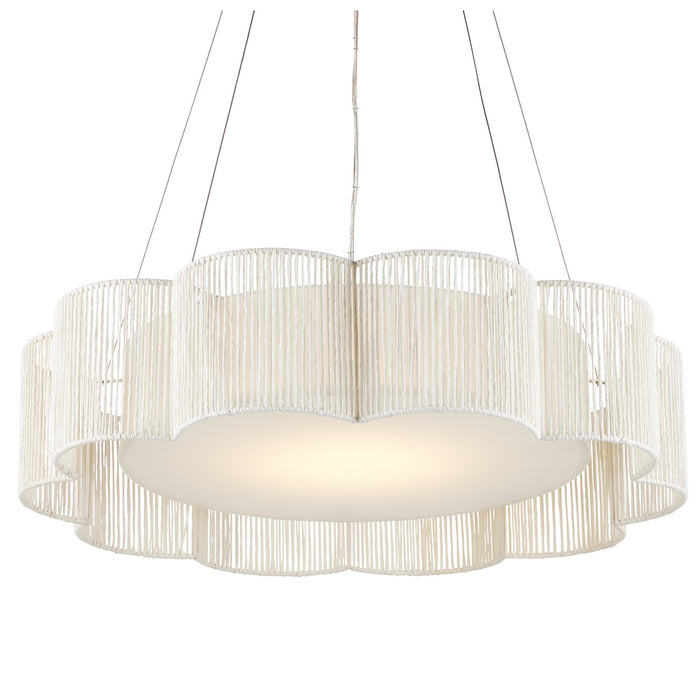Currey and Company 9000-0923 LED Chandelier, White/Contemporary Silver Leaf