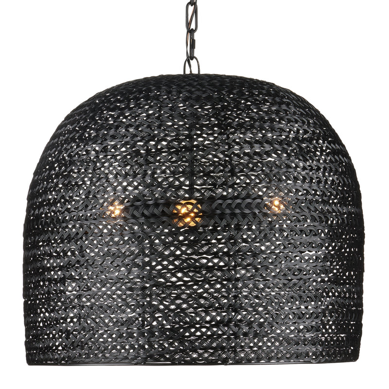 Currey and Company 9000-0961 Three Light Pendant, Satin Black