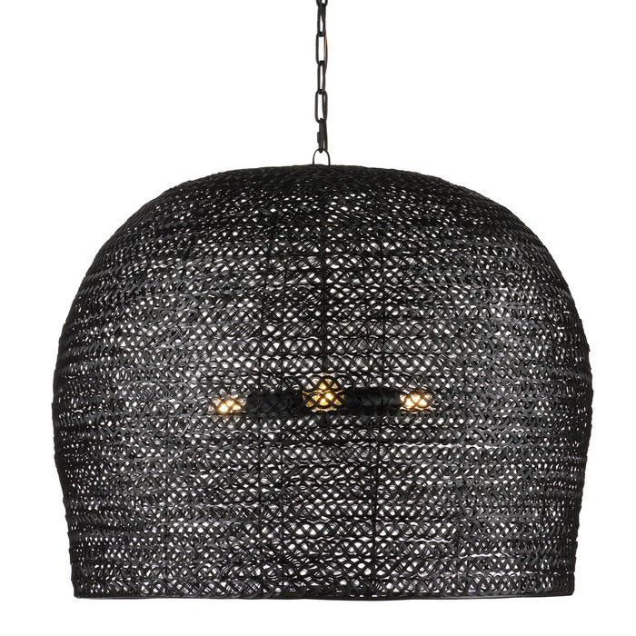 Currey and Company 9000-0962 Three Light Pendant, Satin Black