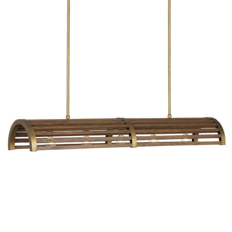 Currey and Company 9000-0967 Five Light Chandelier, Chestnut/Brass