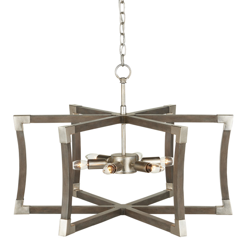 Currey and Company 9000-0968 Six Light Lantern, Chateau Gray/Contemporary Silver Leaf