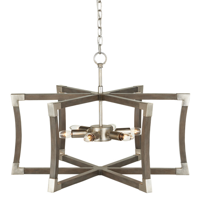 Currey and Company 9000-0968 Six Light Lantern, Chateau Gray/Contemporary Silver Leaf