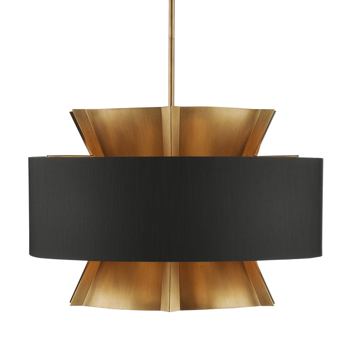 Currey and Company 9000-0970 Six Light Chandelier, Brass/Black