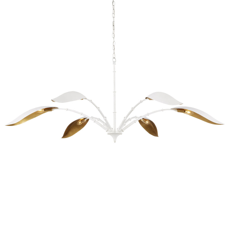 Currey and Company 9000-0974 Six Light Chandelier, Gesso White/Contemporary Gold Leaf