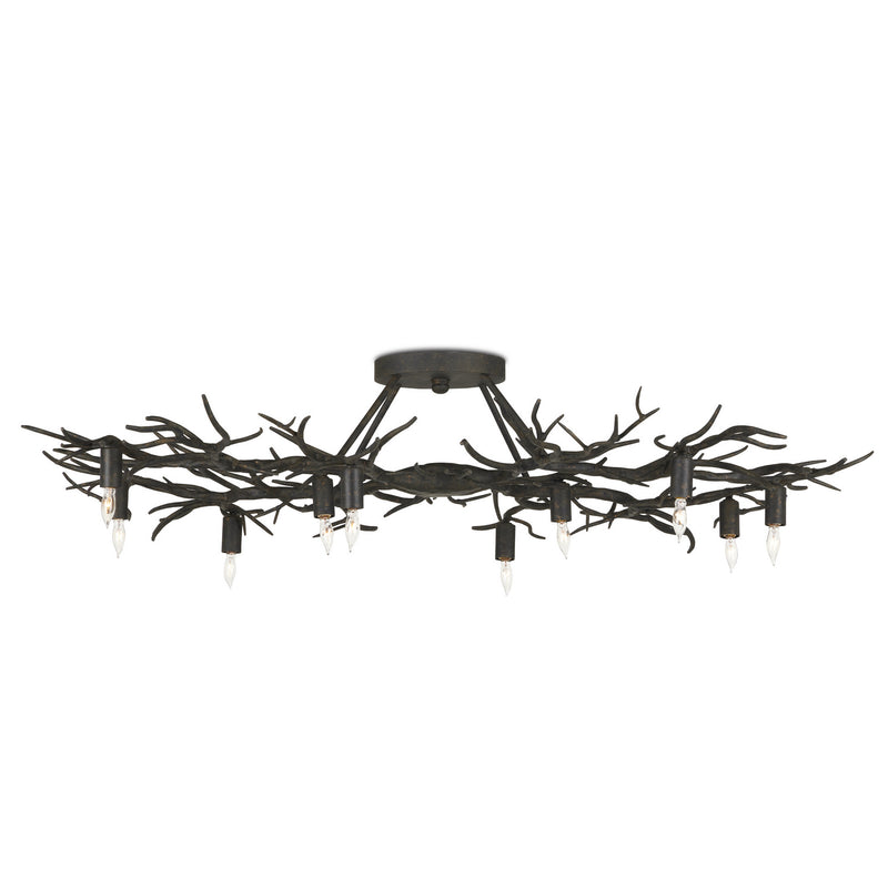 Currey and Company 9000-0981 Ten Light Semi-Flush Mount, Rustic Bronze