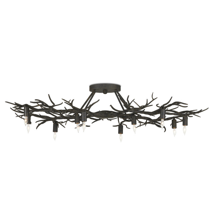 Currey and Company 9000-0981 Ten Light Semi-Flush Mount, Rustic Bronze