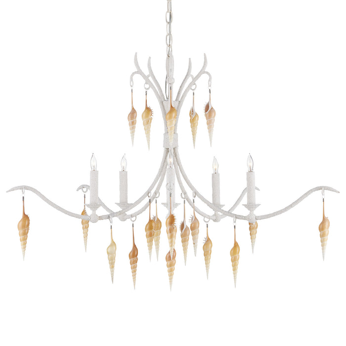 Currey and Company 9000-0988 Five Light Chandelier, Crushed Shell/Natural/Vanilla