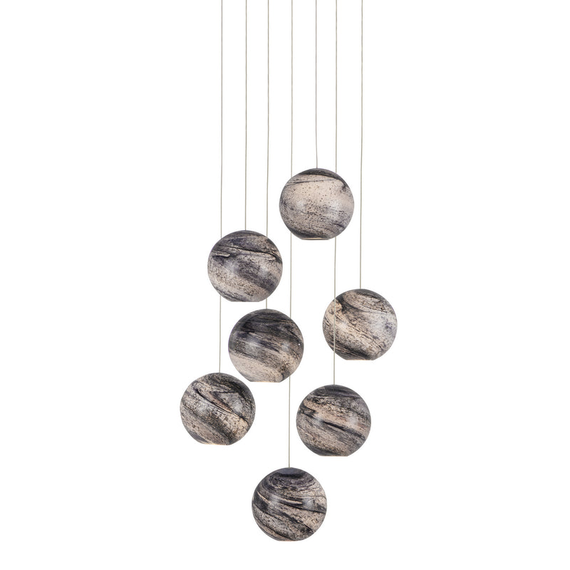 Currey and Company 9000-1007 Seven Light Pendant, Earth with Speckles