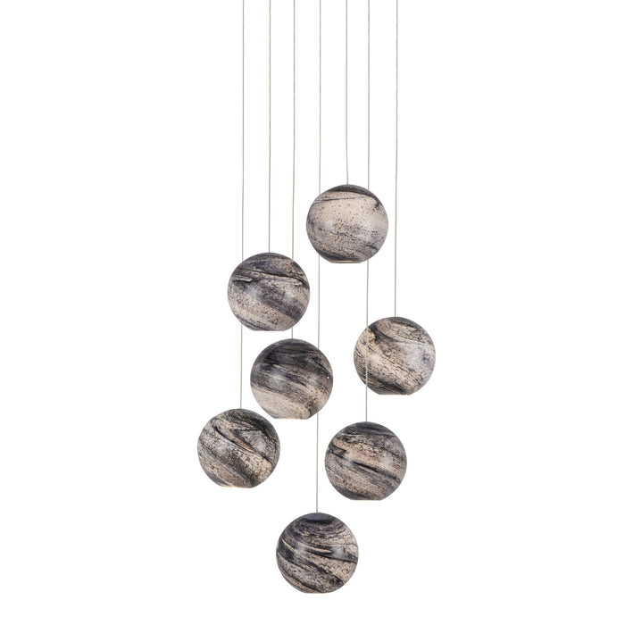 Currey and Company 9000-1007 Seven Light Pendant, Earth with Speckles