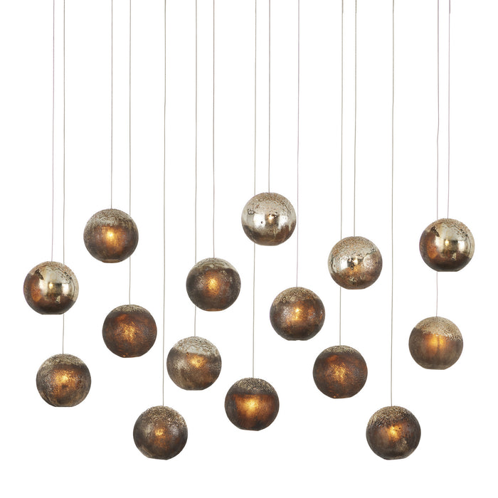 Currey and Company 9000-1016 15 Light Pendant, Antique Silver/Antique Gold/Matte Charcoal