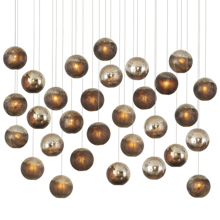Currey and Company 9000-1017 30 Light Pendant, Antique Silver/Antique Gold/Matte Charcoal