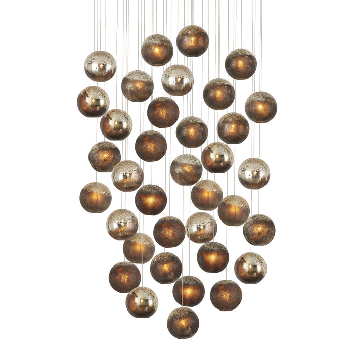 Currey and Company 9000-1018 36 Light Pendant, Antique Silver/Antique Gold/Matte Charcoal