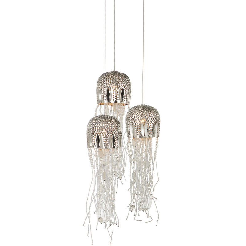 Currey and Company 9000-1027 Three Light Pendant, Nickel