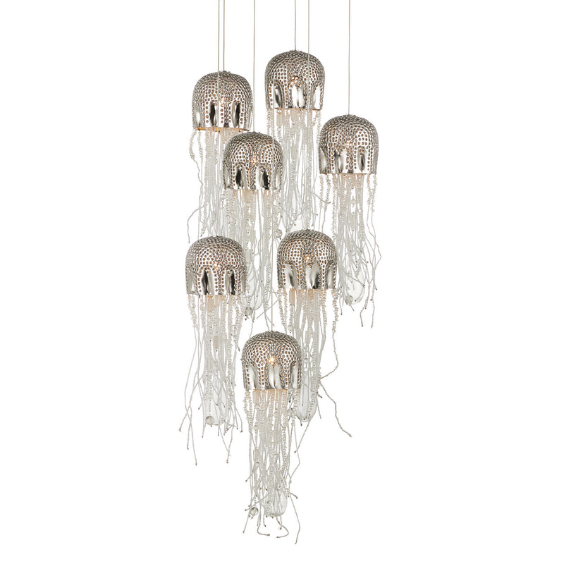Currey and Company 9000-1028 Seven Light Pendant, Nickel
