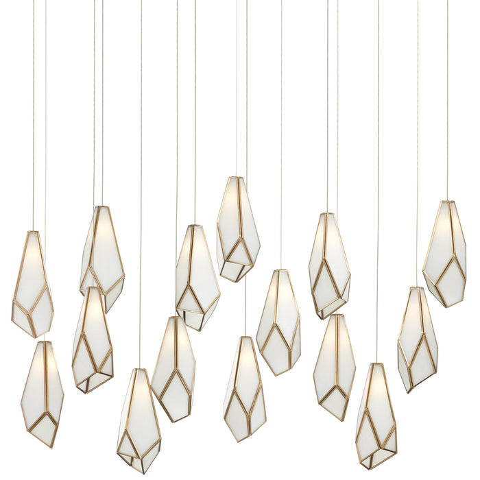 Currey and Company 9000-1037 15 Light Pendant, White/Antique Brass