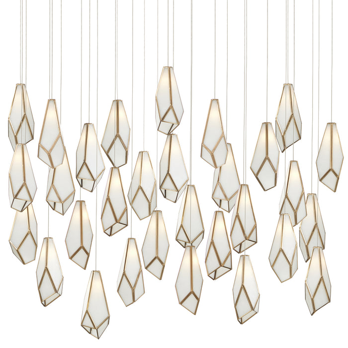 Currey and Company 9000-1038 30 Light Pendant, White/Antique Brass