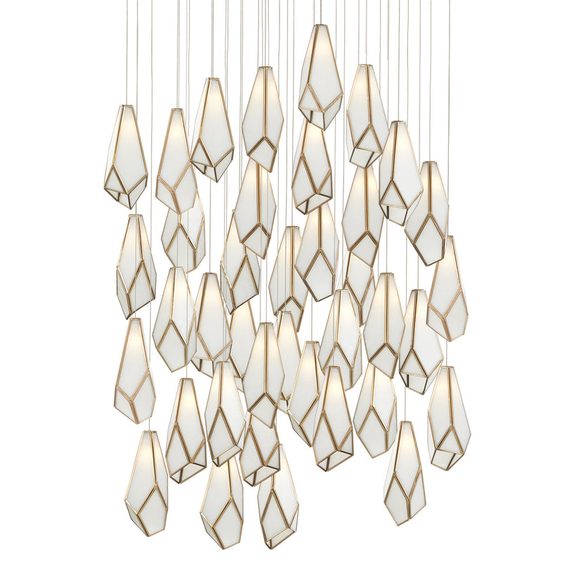 Currey and Company 9000-1039 36 Light Pendant, White/Antique Brass