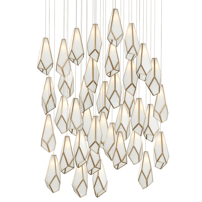 Currey and Company 9000-1039 36 Light Pendant, White/Antique Brass