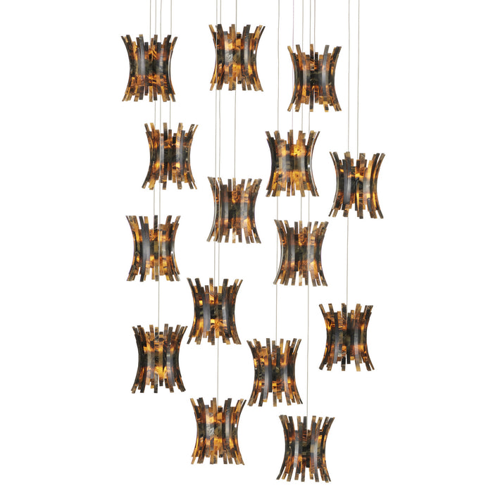 Currey and Company 9000-1043 15 Light Pendant, Brown/Black/Natural