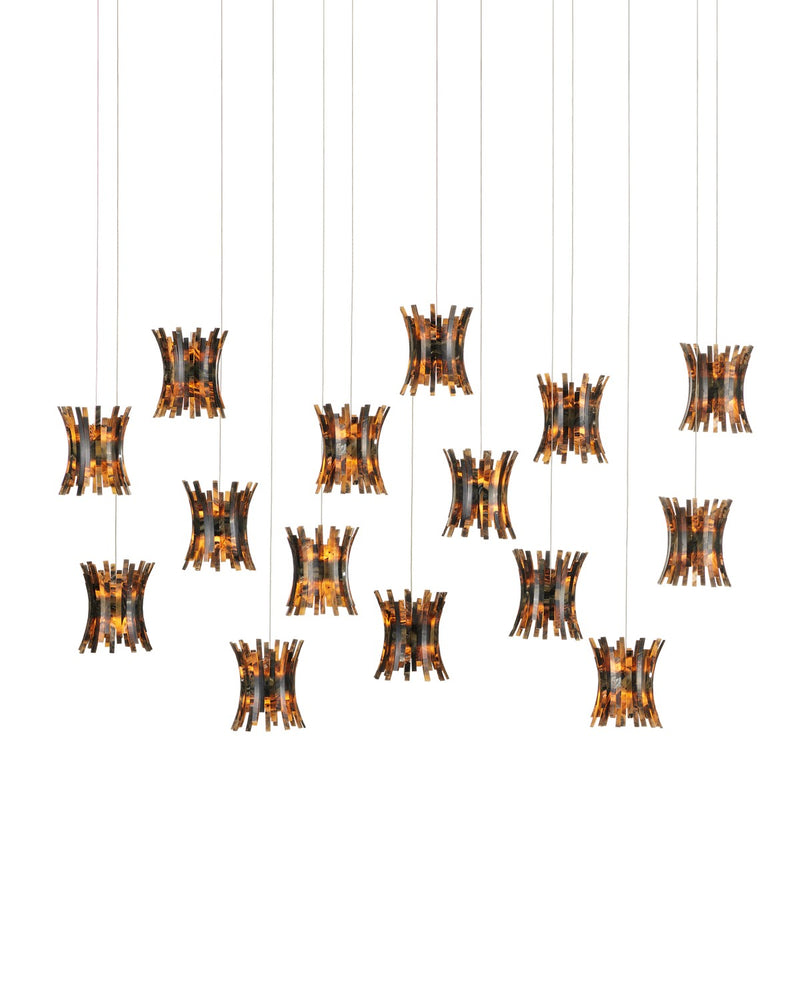 Currey and Company 9000-1044 15 Light Pendant, Brown/Black/Natural
