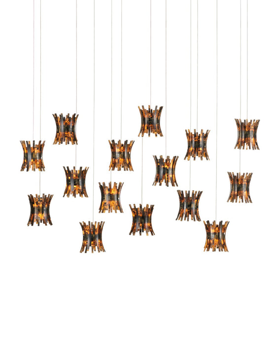 Currey and Company 9000-1044 15 Light Pendant, Brown/Black/Natural