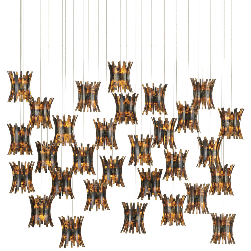 Currey and Company 9000-1045 30 Light Pendant, Brown/Black/Natural