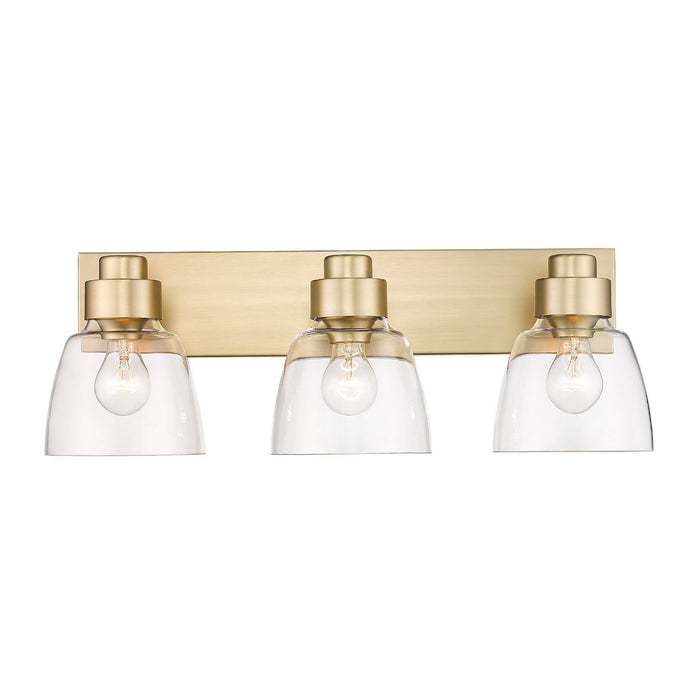 Golden 0314-BA3 BCB-CLR Three Light Bath Vanity, Brushed Champagne Bronze