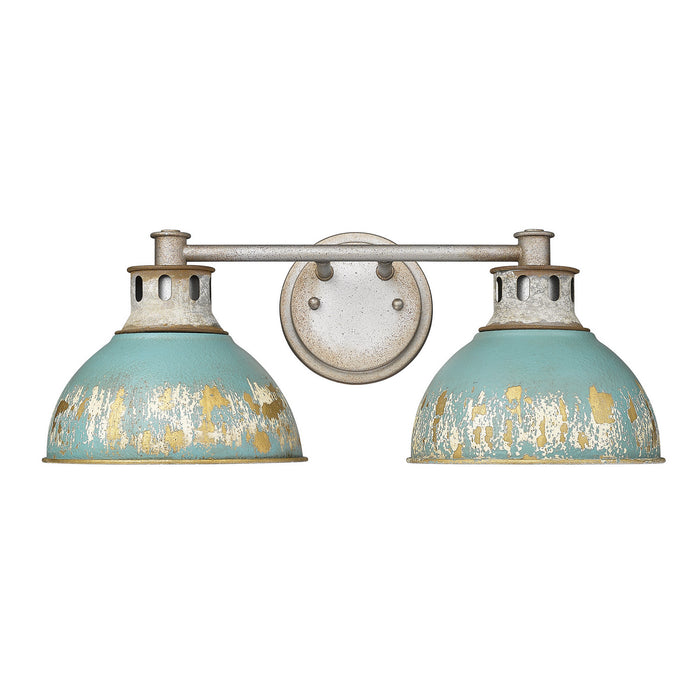 Golden 0865-BA2 AGV-TEAL Two Light Bath Vanity, Aged Galvanized Steel