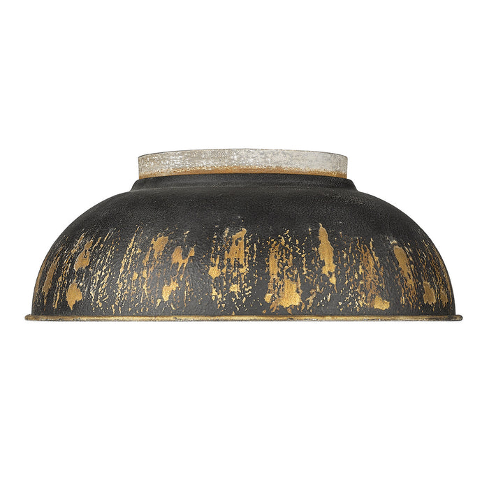 Golden 0865-FM AGV-ABI Two Light Flush Mount, Aged Galvanized Steel
