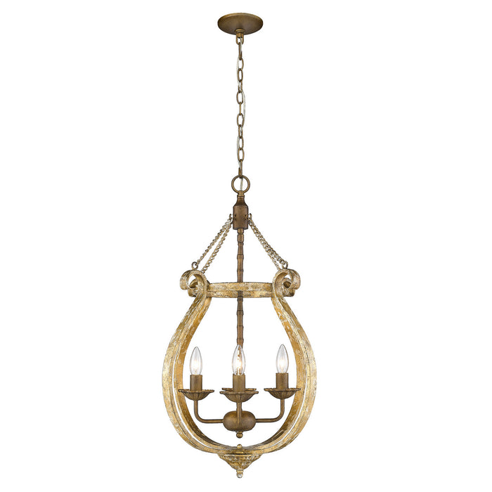 Golden 0902-4P BC-VG Four Light Pendant, Burnished Chestnut
