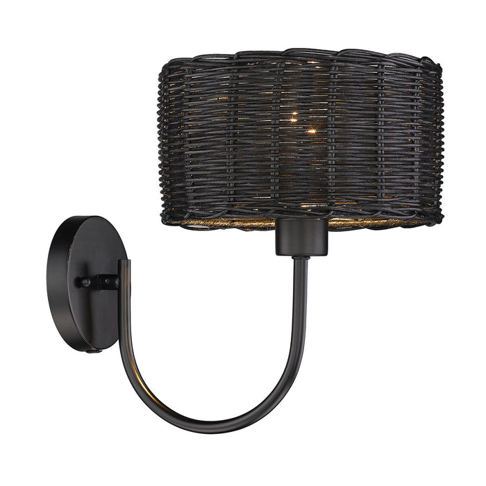 Golden 1084-1W BLK-BW One Light Wall Sconce, Matte Black