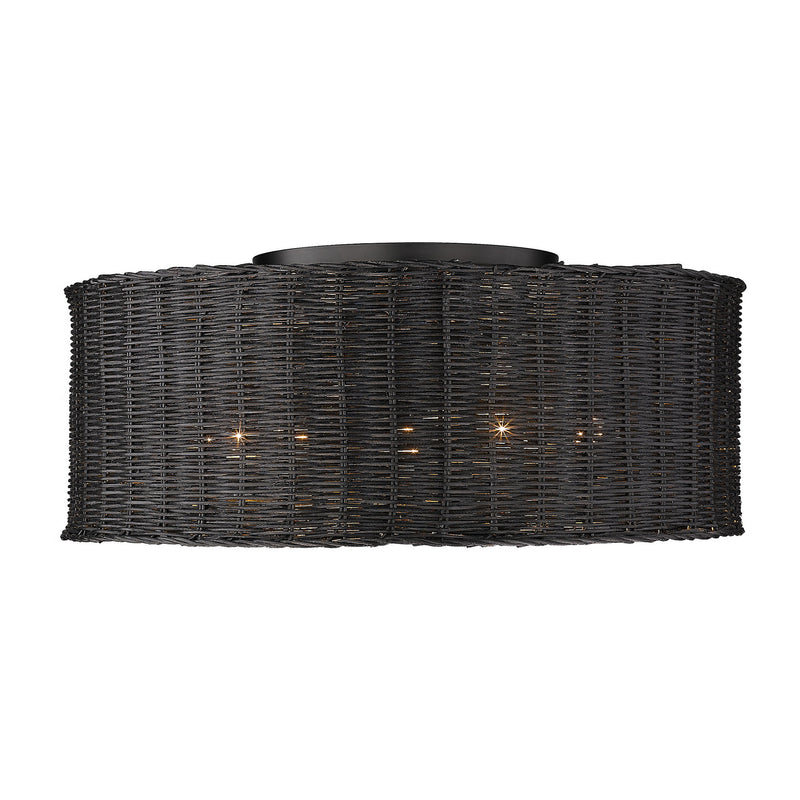 Golden 1084-5FM BLK-BW Five Light Flush Mount, Matte Black