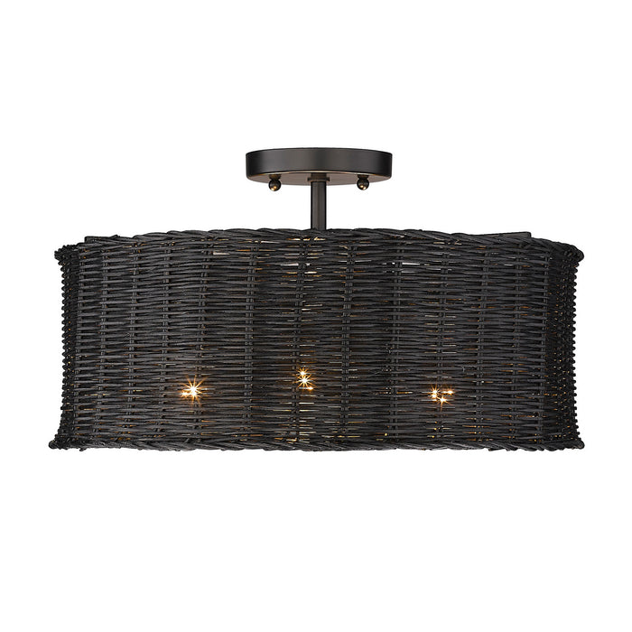 Golden 1084-SF BLK-BW Three Light Semi-Flush Mount, Matte Black
