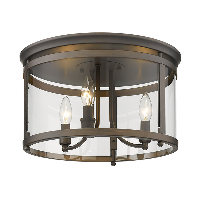 Golden 1157-FM RBZ Three Light Flush Mount, Rubbed Bronze