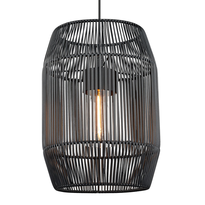 Golden 6073-O1P NB-BCW One Light Outdoor Pendant, Natural Black