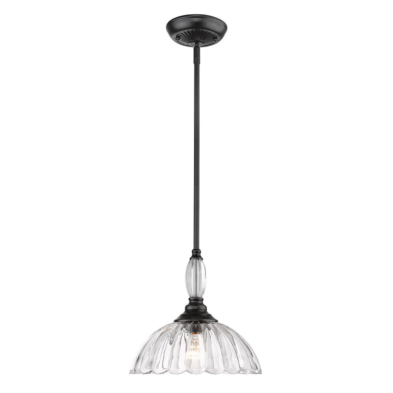 Golden 6952-M BLK-CLR One Light Pendant, Matte Black