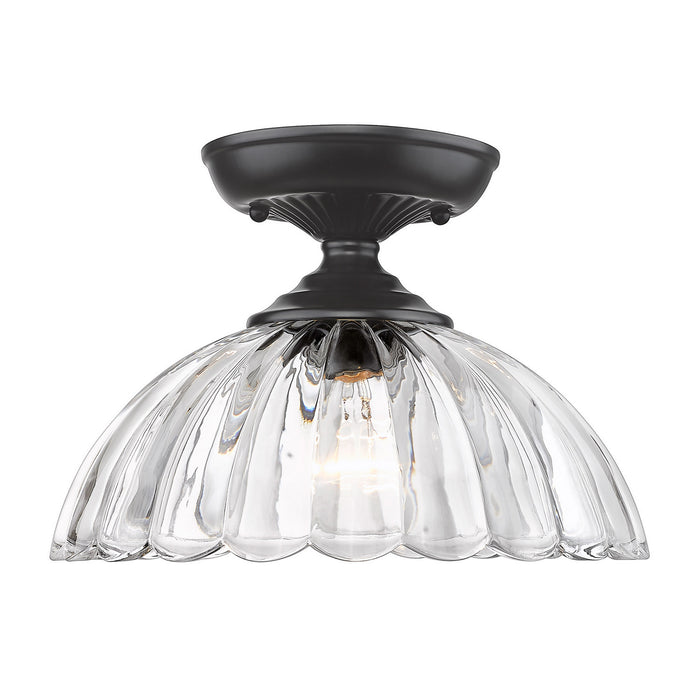 Golden 6952-SF BLK-CLR One Light Semi-Flush Mount, Matte Black