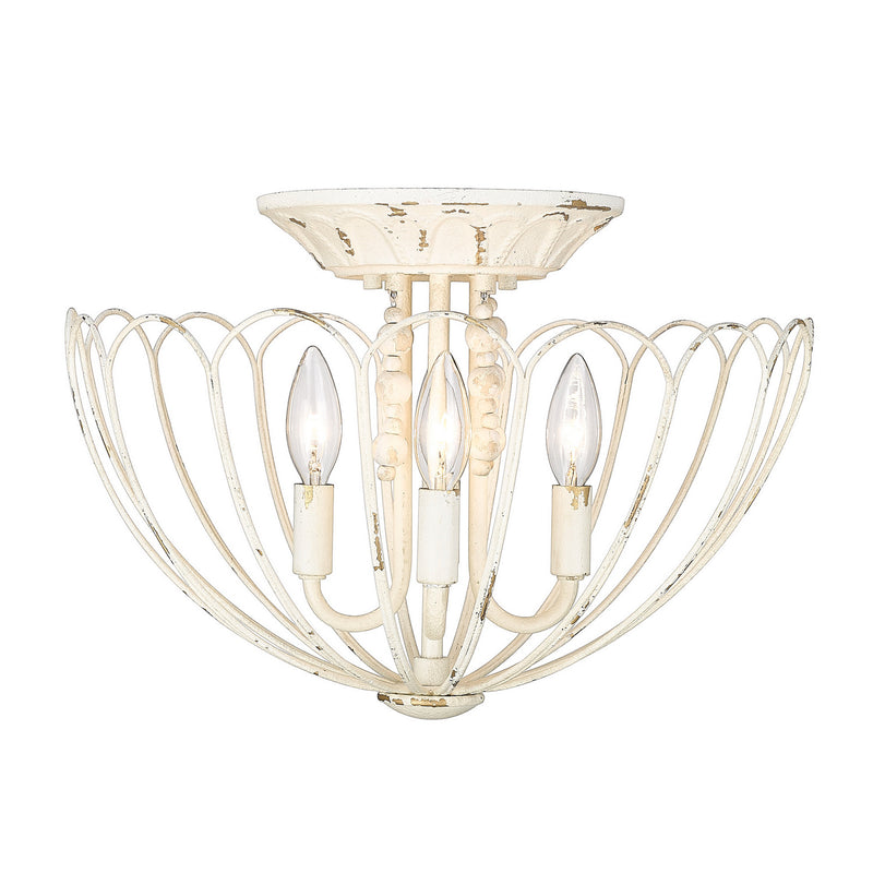 Golden 7862-SF VPW Four Light Semi-Flush Mount, Vintage Parisian White
