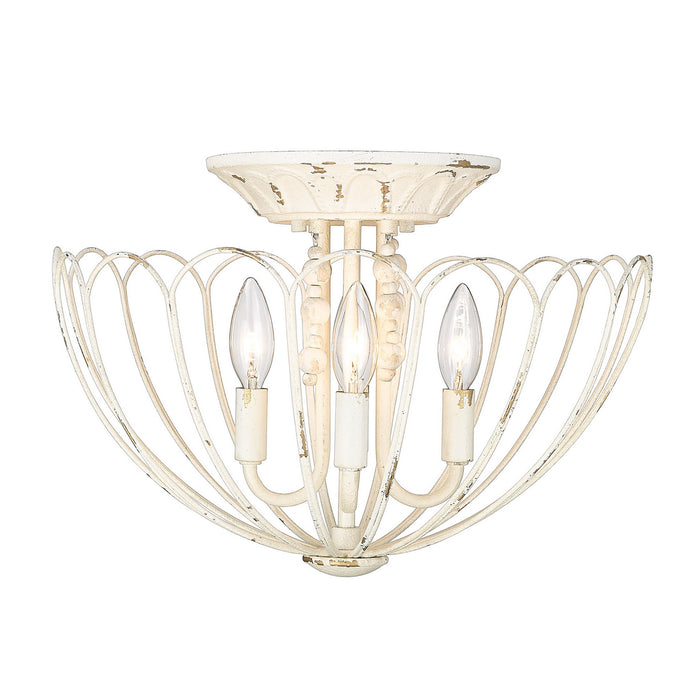 Golden 7862-SF VPW Four Light Semi-Flush Mount, Vintage Parisian White