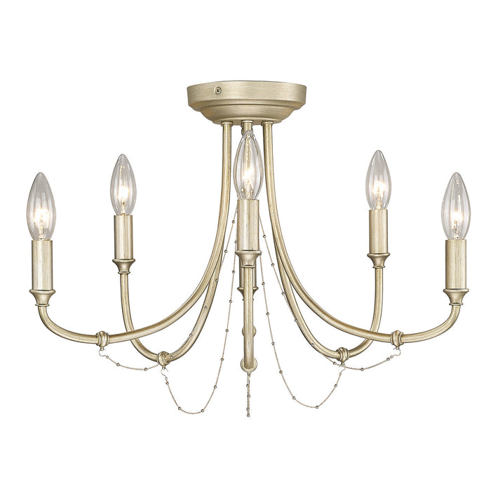 Golden 8322-6SF WG Six Light Semi-Flush Mount, White Gold