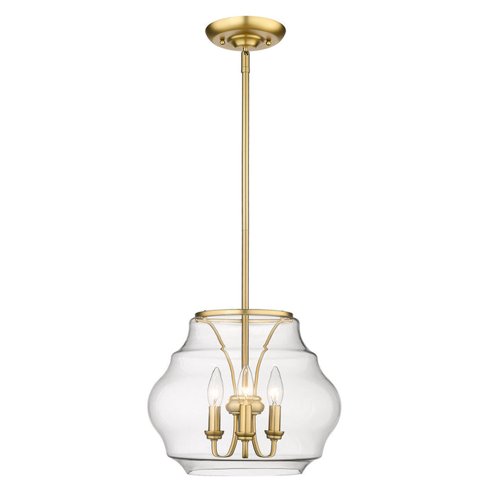 Golden 1087-3P BCB-CLR Three Light Pendant, Brushed Champagne Bronze