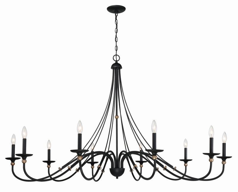 Minka-Lavery 1038-677 Ten Light Chandelier, Sand Coal With Skyline Gold Le
