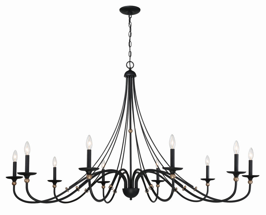 Minka-Lavery 1038-677 Ten Light Chandelier, Sand Coal With Skyline Gold Le