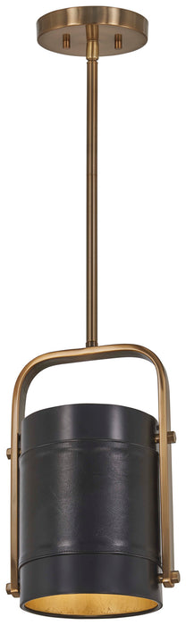 Metropolitan N6691-857 One Light Mini Pendant, Aged Antique Brass And Coal