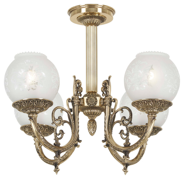 Metropolitan N801904 Four Light Semi Flush Mount, Classic Brass