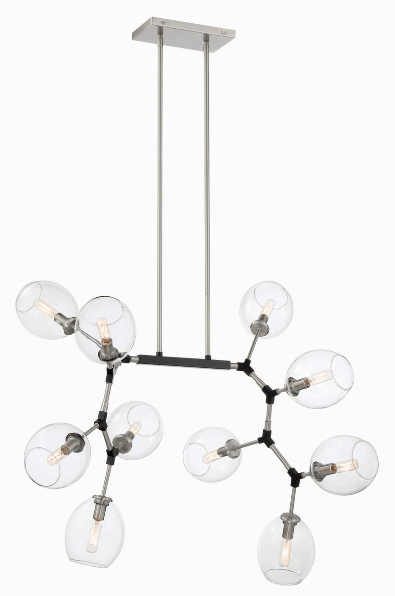 George Kovacs P1360-619 Ten Light Chandelier, Brushed Nickel W/Black Accents