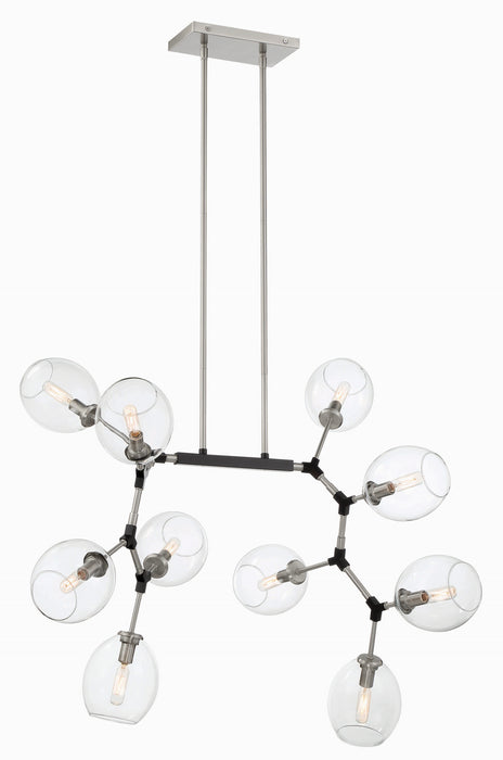 George Kovacs P1360-619 Ten Light Chandelier, Brushed Nickel W/Black Accents